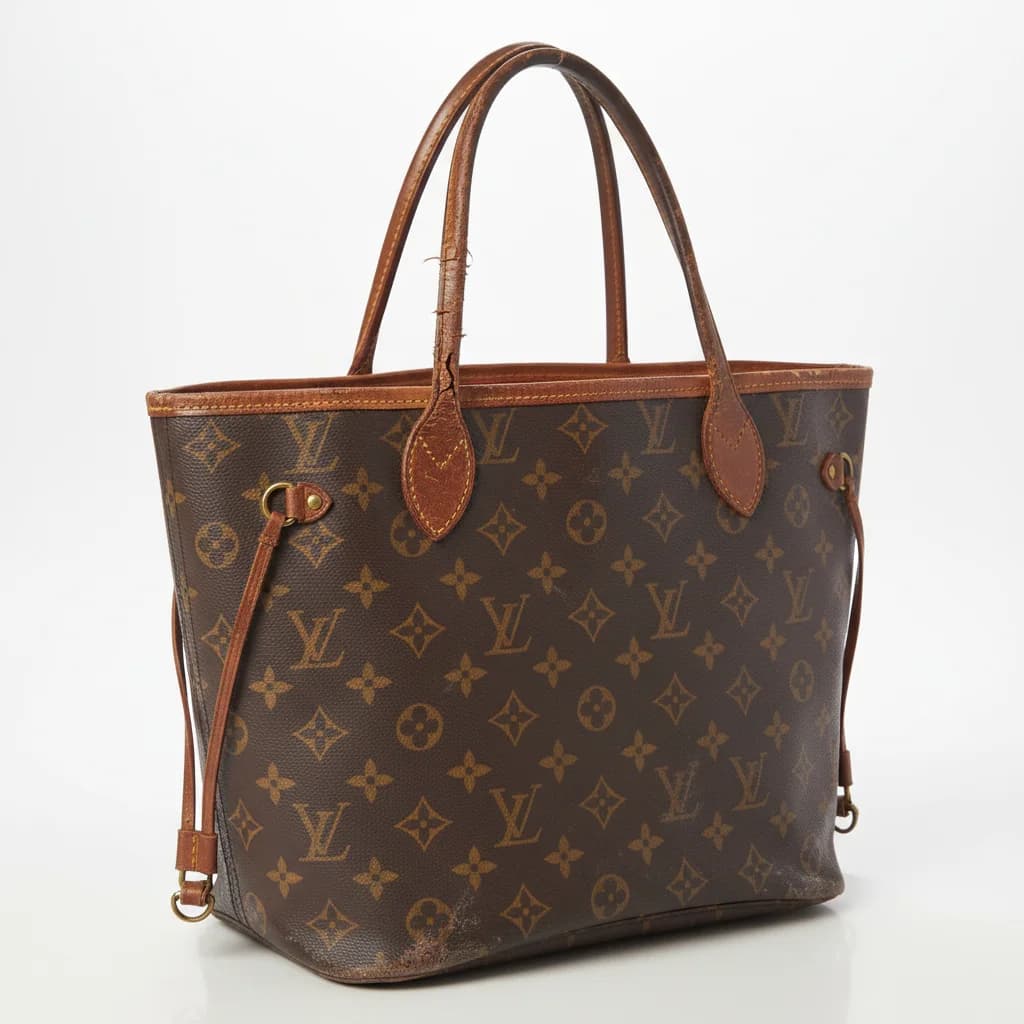 Louis Vuitton Neverfull — Henkel-Reparatur — Vorher